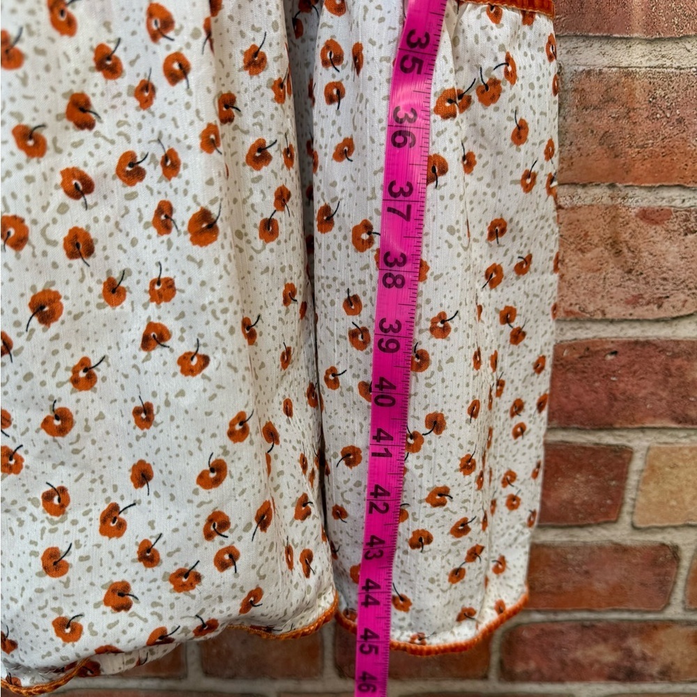 tiered floral fall Maxi Dress velour piping Cottagecore boho hippie prairie - Picture 6 of 7